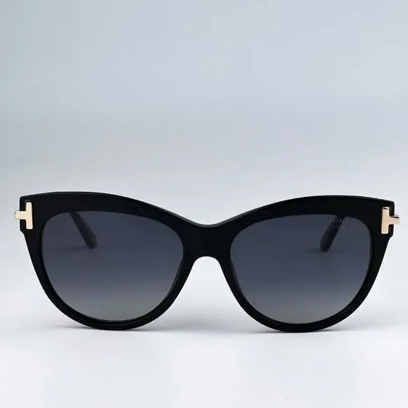 NEW Tom Ford FT0821/S KIRA 01D Black Polarized Gradient Cat Eye Women Sunglasses